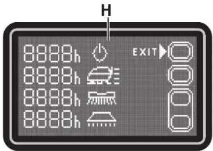 NILFISK SC500 - Écran compte-heures (H, Fig. 10) - 1