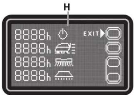 NILFISK SC500 - Operating Time Counter Screen (H, Fig. 10) - 1