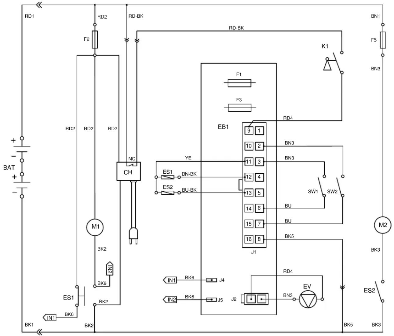 NILFISK Viper AS5160 - WIRING DIAGRAM (MACHINE WITHOUT TRACTION) - 1