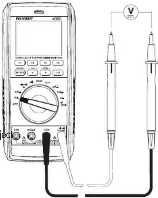 VOLTCRAFT VC871 - Meten van gelijkspanning "V= - 1