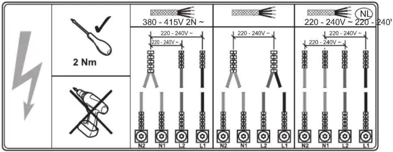 2 Nm 380 - 415V 2N ~ 220 - 240V ~ 220 - 240V ~ 220 - 240V ~ 220 - 240V ~ 220 - 240V ~ 220 - 240V ~ 220 - 240V ~ 220 - 240V ~ 220 - 240V ~ 220 - 240V N2 N1 L2 L1 N2 N1 L2 L1 N2 N1 L2 L1