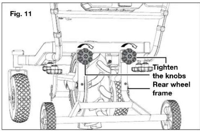 Fig. 11 Tighten the knobs Rear wheel frame