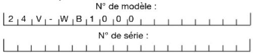 N° de modèle : 2 4 V - W B 1 0 0 0 N° de série :