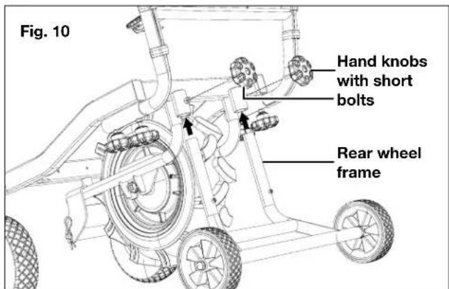 Fig. 10 Hand knobs with short bolts Rear wheel frame