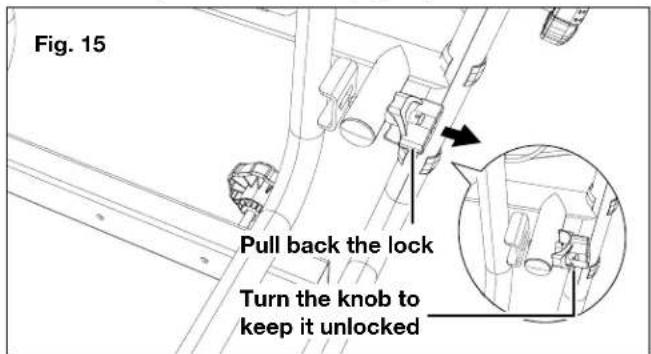 Fig. 15 Pull back the lock Turn the knob to keep it unlocked