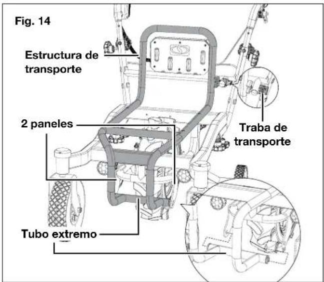 Fig. 14 Estructura de transporte 2 paneles Traba de transporte Tubo extremo