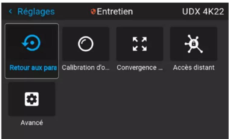 Barco Medea - À propos du menu Réglages avancés (Advanced Settings) - 1