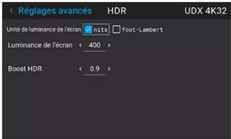 Barco Medea - Comment définir les paramètres liés au HDR ? - 2