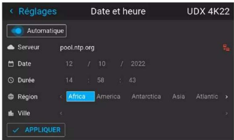 Barco Medea - Pour définir automatiquement la date et l'heure - 2