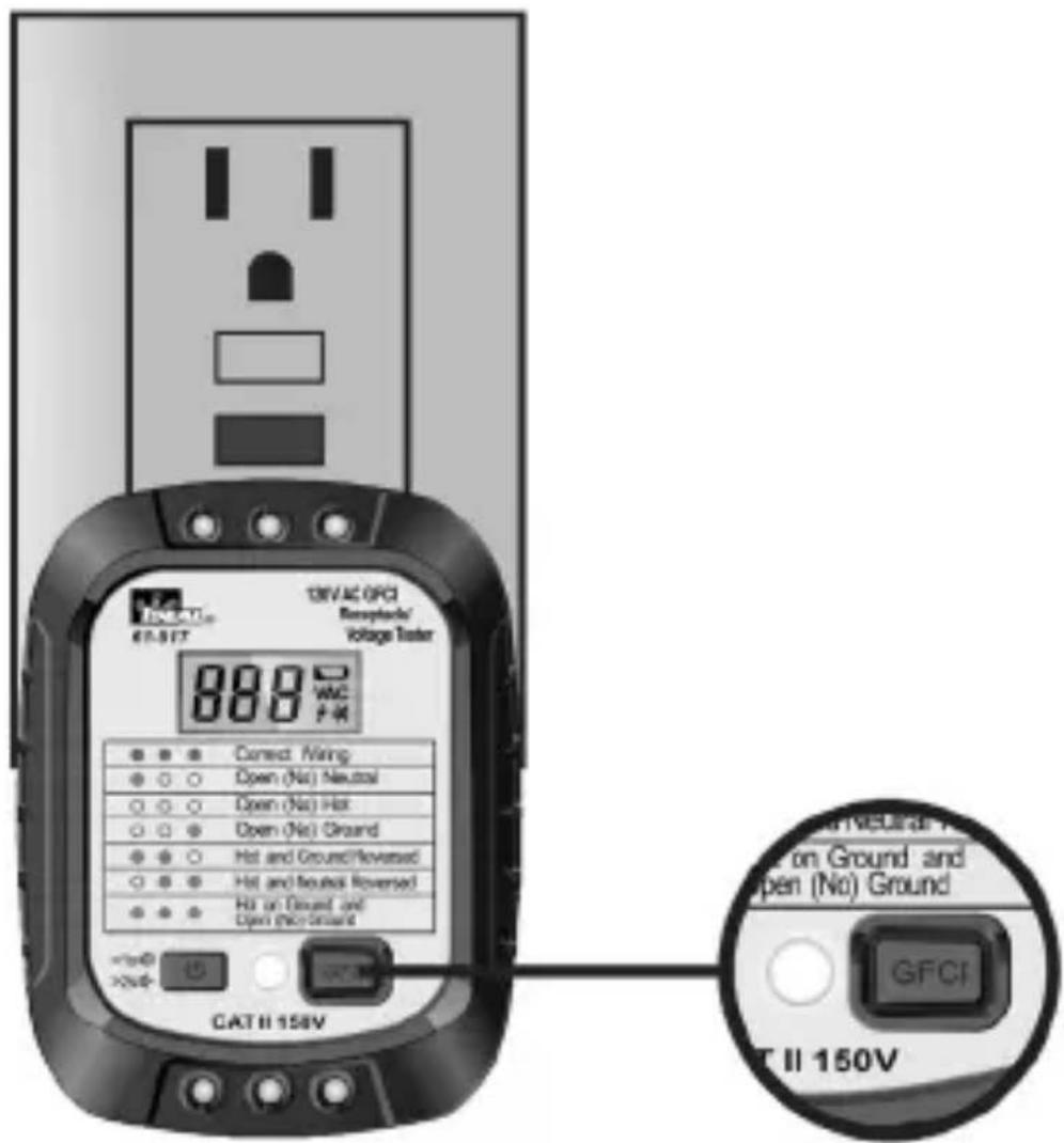 18VAC OFCI Rebooters/ Voltage Tester 88.0 WAC DCAT II 158V Correct Wiring Open (No) Neutral Open (No) Hot Open (No) Ground Hot and Ground/Reversed Hot and Reversed Reversed Hot and Ground and Open (No) Ground GFCI T II 150V