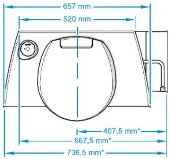 657 mm 520 mm 407,5 mm* 667,5 mm* 736,5 mm*