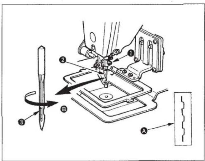 JUKI LK-1930 - Attaching the needle / Anbringen der Nadel / Pose de l'aiguille / Modo de colocar la agua / Posizionamento dell'ago - 2