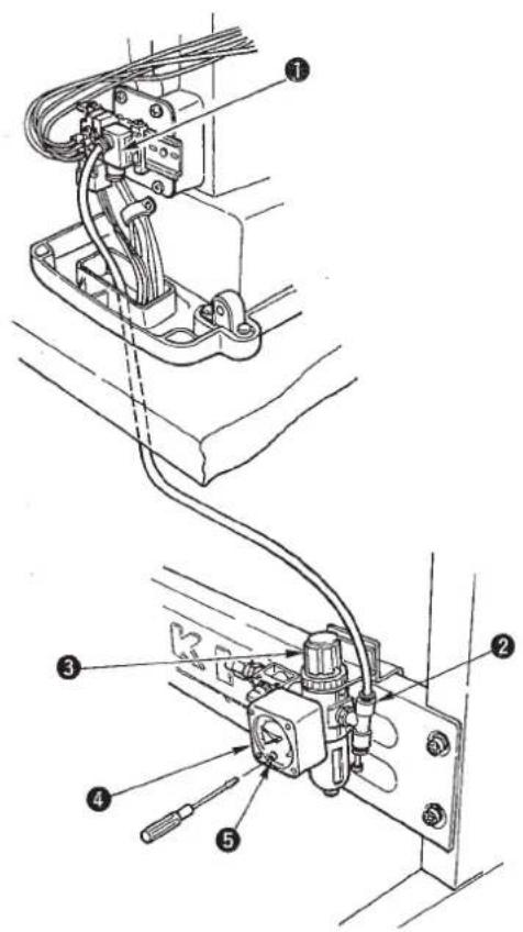JUKI LK-1930 - Connecting the air hose / Anschluß des Luftschlauchs / Branchement des tuyaux flexibles d'air / Modo de connectar la manguera de aire / Collegamento del tubo di aria - 1