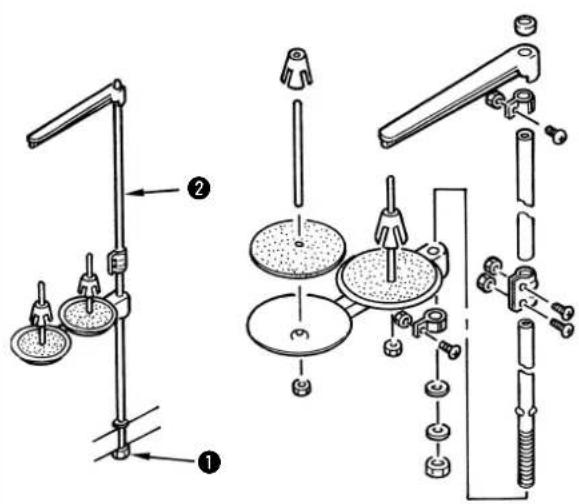 Technical diagram showing mechanical assembly with labeled parts, including a lever and two different configurations.