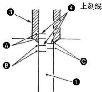 Technical diagram of a mechanical assembly with numbered components and directional arrows indicating motion or flow.