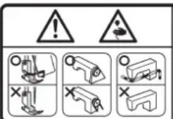 Warning symbols and safety icons for mechanical components, including warning signs and hazard symbols