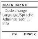Burg Wächter MTD 760 - Menù di modifica del codice - 1
