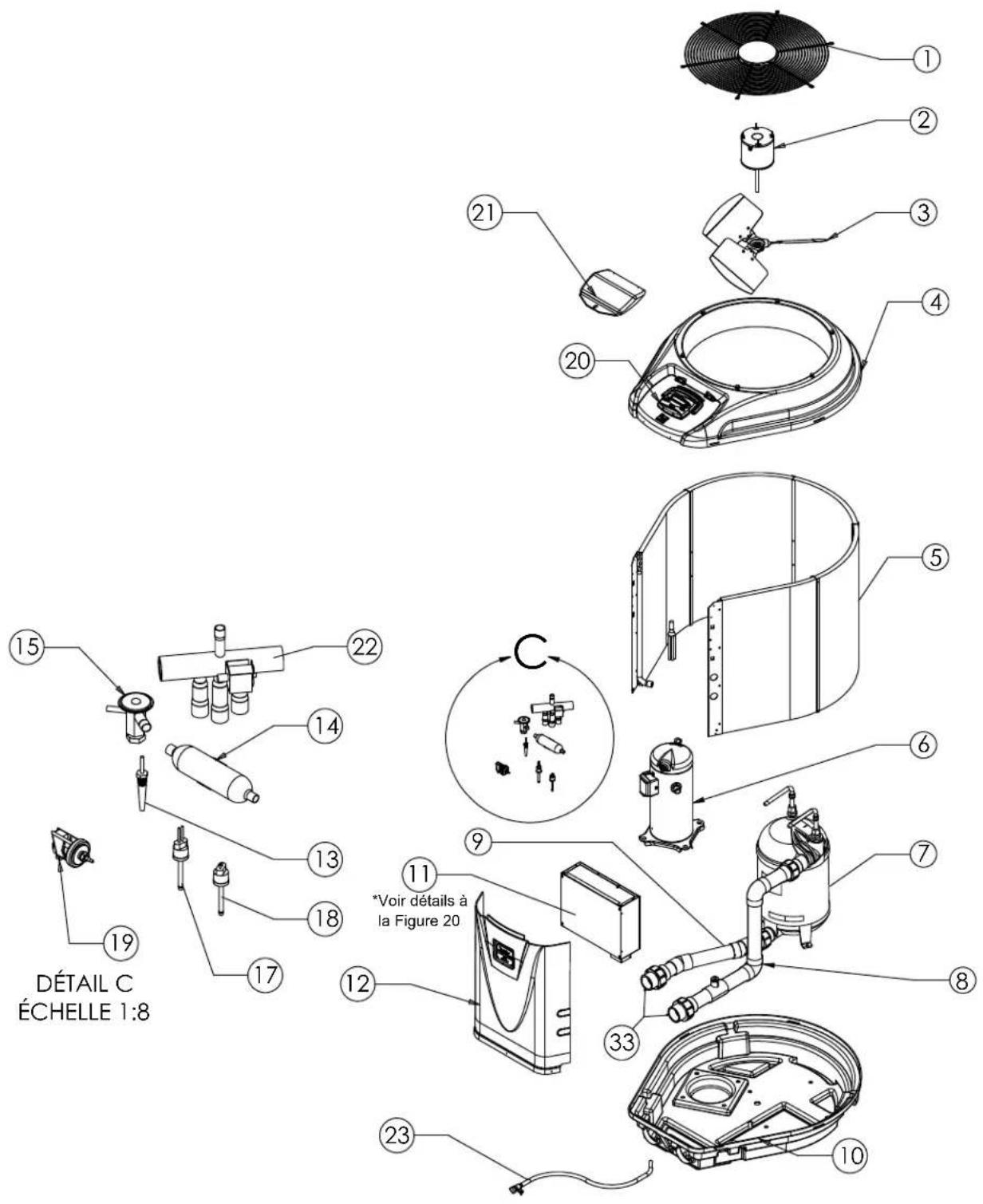 Jandy JE Heat Pump - Diagramme éclaté des thermopompes Zodiac ^® JE 1500 - 2