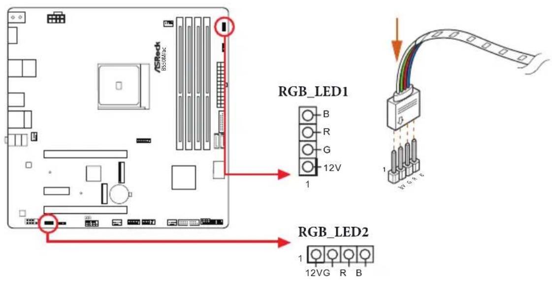 ASROCK B550M/ac - Connecting the LED Strip - 1