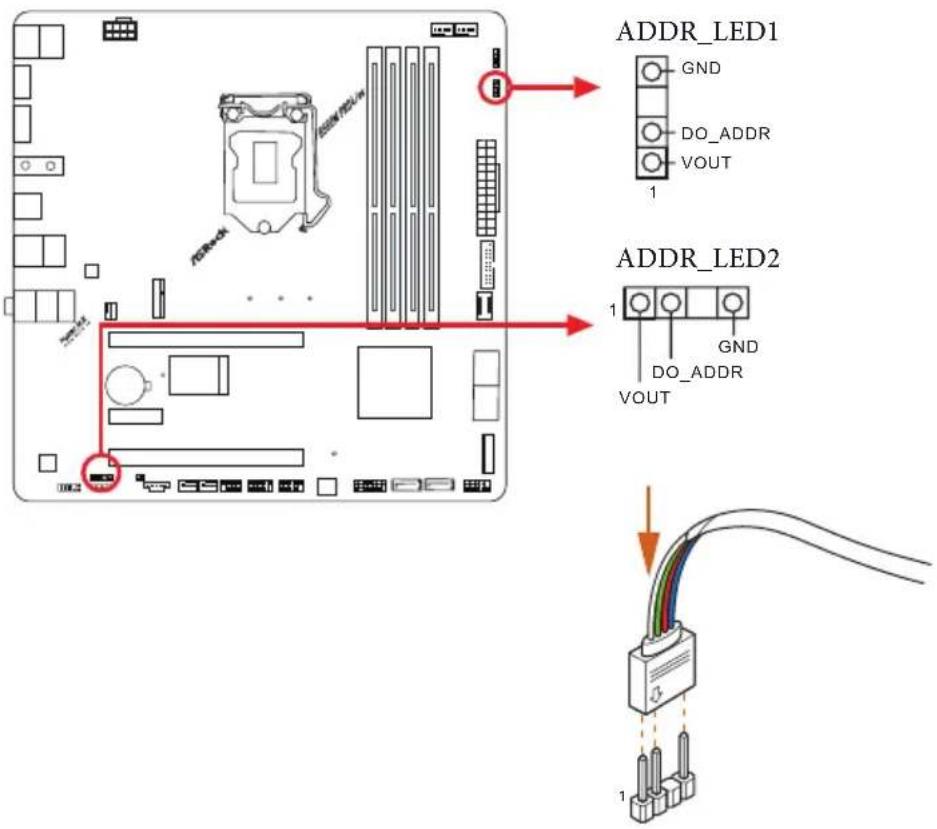 ASROCK B560M Pro4/ac - Connecting the Addressable RGB LED Strip - 1