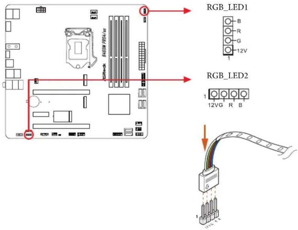 ASROCK B460M Pro4/ac - Connecting the LED Strip - 1