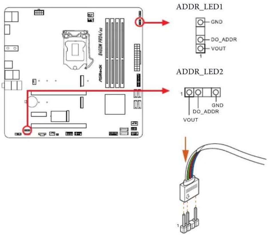 ASROCK B460M Pro4/ac - Connecting the Addressable RGB LED Strip - 1