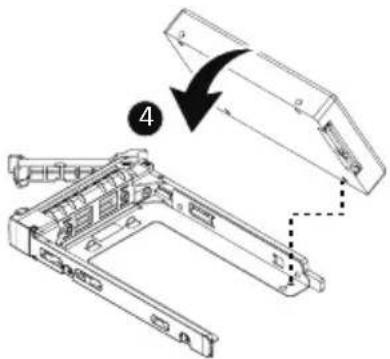 Technical diagram showing a mechanical assembly with labeled component 4 and directional arrow indicating assembly direction.
