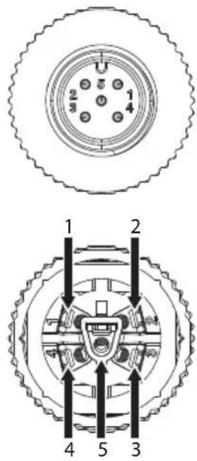 Technical diagram showing labeled components of a mechanical assembly with numbered parts and directional arrows indicating assembly or flow.