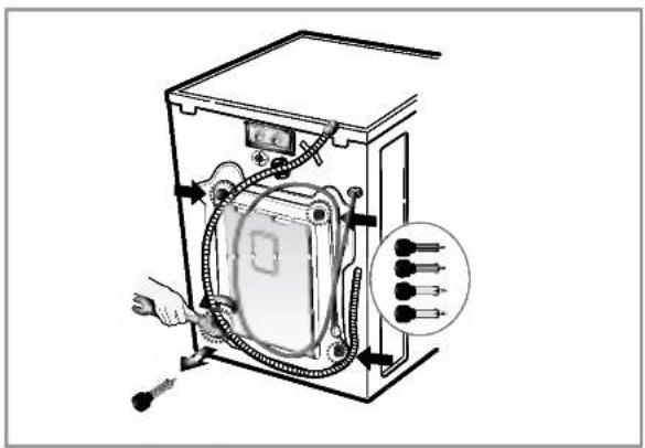 LG WM2677HBM - ■ Retrait des boulons d'expédition - 3