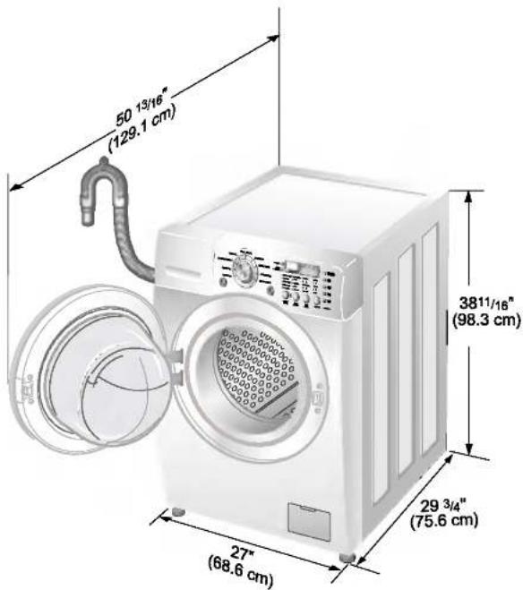 LG WM2677HBM - ■ Washer dimensions - 1