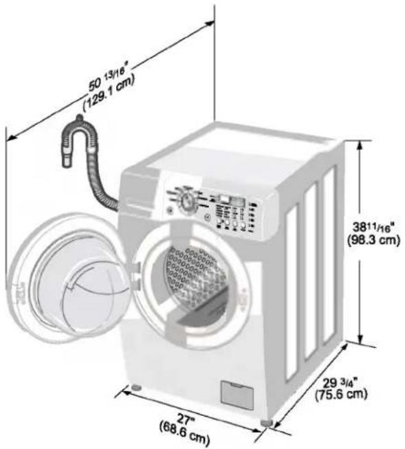 LG WM2077CW - ■ Washer dimensions - 1