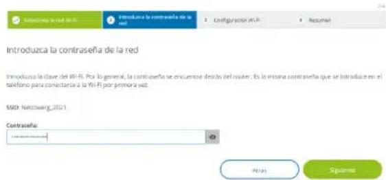 Introduzca la contraseña de la red Configuration WLP Resume Introduzca la contraseña de la red Introduzca la clave del Wi-Fi. Por lo general, la contraseña se encuecerá dentro del router. Es la interna contraseña que se introduz en el teléfono para conductarse a la Wi-Fi por primera waz. SMD: Netzweig_2021 Contraseña: 42 Alt-A3 Sistema