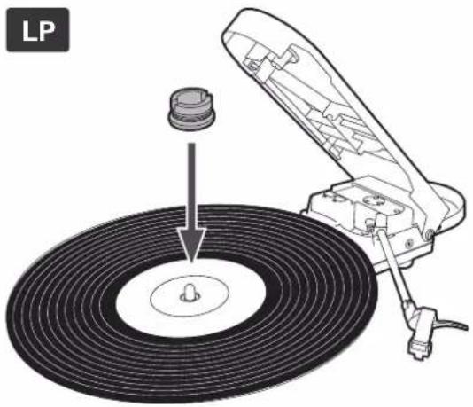 AUDIO TECHNICA AT-SB727 - Placez le disque sur le plateau de sorte que l'orifice au centre soit aligné avec l'axe. - 1