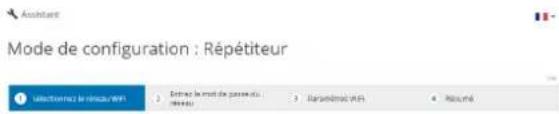 Mode de configuration : Répétiteur 1 Uéclémet le réseau /Wt 2 Entrez le mode de paise etu 3 Écartémat /Wt 4 Réçué