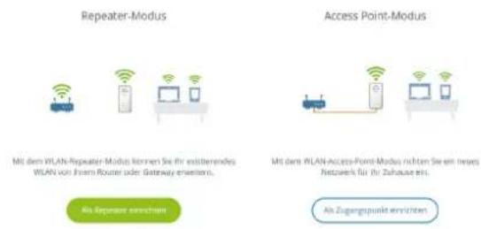 Repeater-Modus Mit dem WLAN-Repeater-Modus können Sie ihr exsütherendes WLAN von Inform Router oder Gateway exsüteren. Au Seppater exsüchten Access Point-Modus Mit dem WLAN-Access-Point-Modus nicht ein neues Netzern für ihr Zahouse ein. Ah Zugangspunkt exsüchten