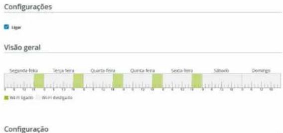 Configurações Ligor Visão geral Segunda feira Terça feira Quinta feira Quinta feira Sodua feira Salhado Domango Configuração