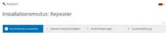 Assistant Installationsmodus: Repeater WAB Network, admin/brk Network packet id/gate WAB Einkapfungen Zusinkentwicklung