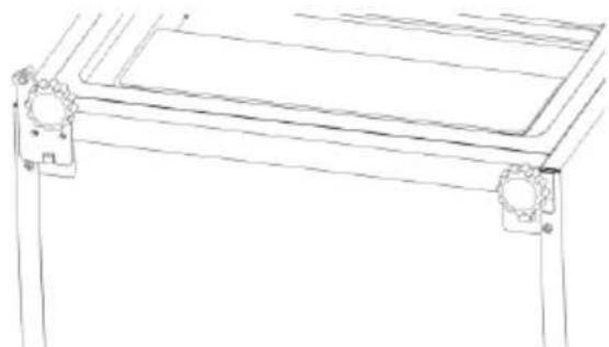 Line drawing of a simple mechanical frame with mounting feet and a flat panel (no text or symbols)