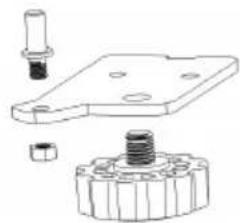Technical line drawing of mechanical components including a gear, nut, and housing (no text or symbols)