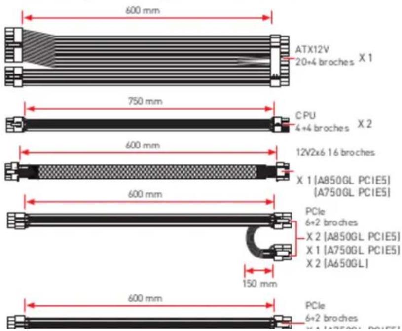 MSI MAG A850GL PCIE5 - Connecteurs détachables - 2