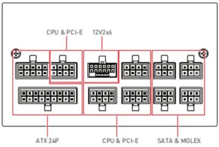 MSI MAG A850GL PCIE5 - Connecteurs détachables - 1