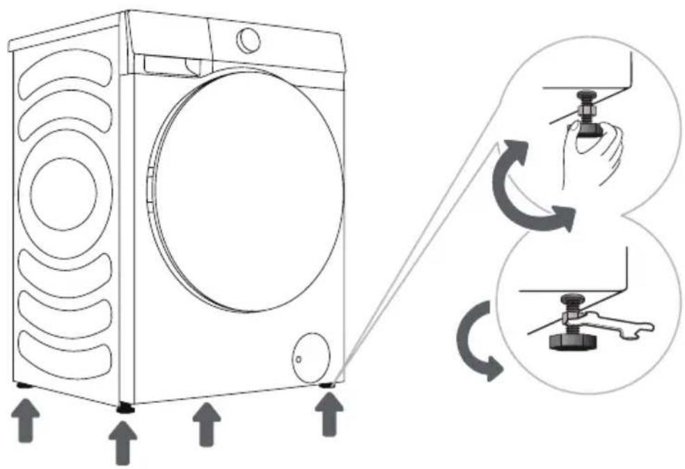 HISENSE WF5S1045BW - RéGLAGE DES PIEDS DU LAVE-LINGE - 1