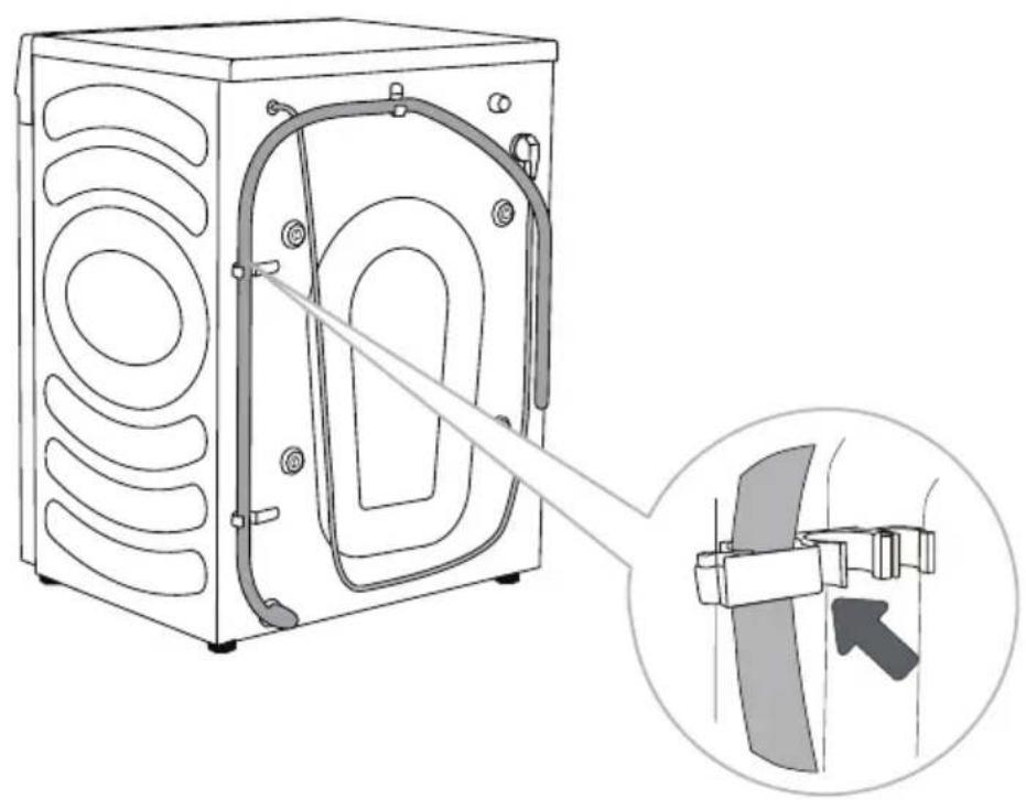 HISENSE WF5S1045BW - RACCORDEMENT ET FIXATION DU TUYAU D'EVACUATION D'EAU - 3