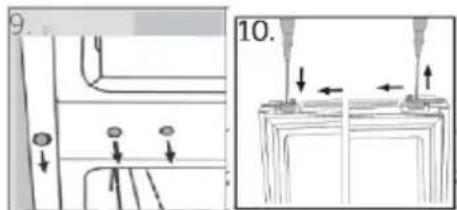 Technical diagram showing mechanical assembly with labeled components and directional arrows, including section 10.