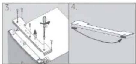 Technical diagram showing a mechanical assembly with numbered components and a schematic view of a lever mechanism.