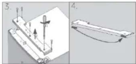 Technical diagram showing a mechanical assembly with labeled parts and a schematic view of a lever mechanism.
