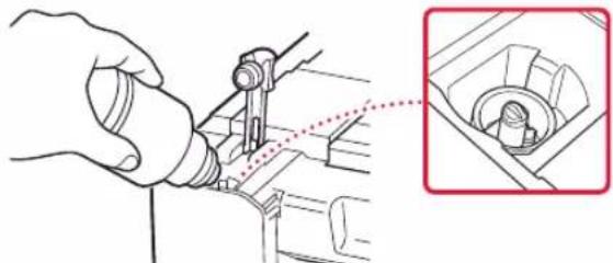 CANON Pixma G3420 - Align the nozzle of the ink bottle with the inlet. - 1