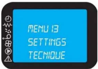 INVICTA Lodi 8 - Menu 13 - SETTINGS TECNIQUE: - 1