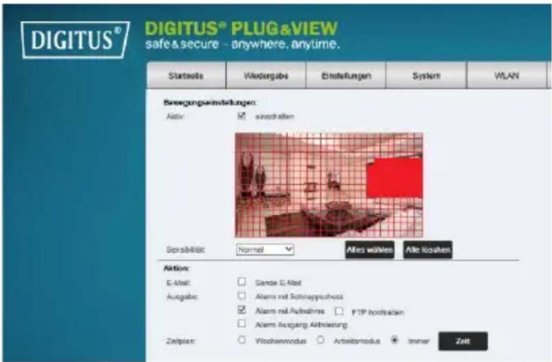 Digitus Plug&View OptiZoom - Establisher la detectación de movimiento y grabación - 2