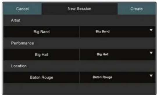 Cancel New Session Create Artist Big Band Big Band Performance Big Hall Big Hall Location Baton Rouge Baton Rouge